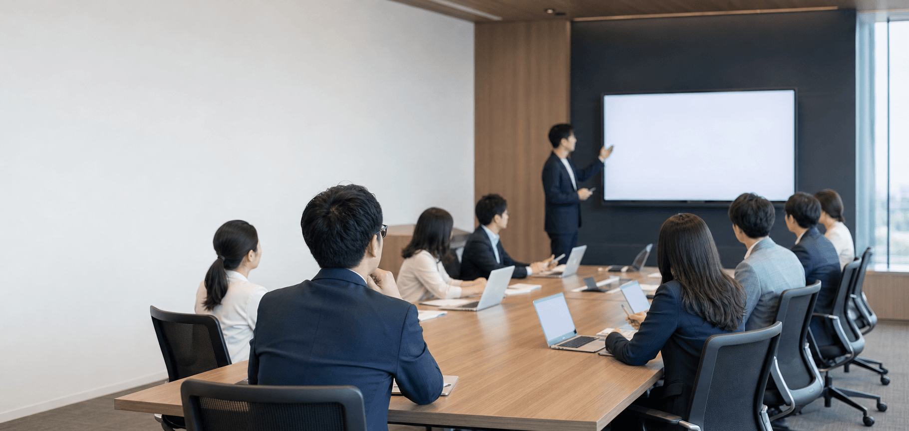 企業研修の会場で参加者が実務演習に取り組む様子